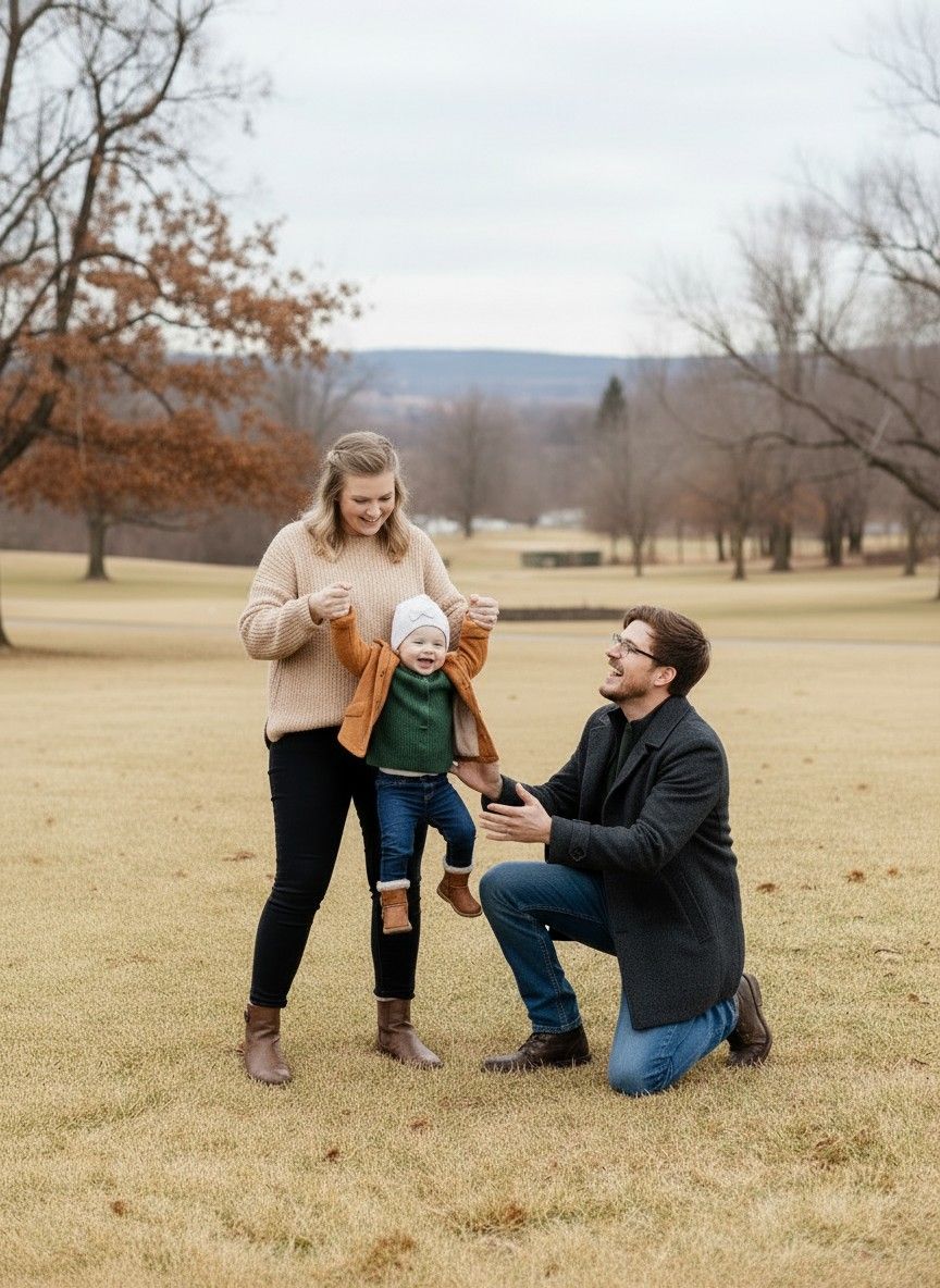 mom and dad playing with baby