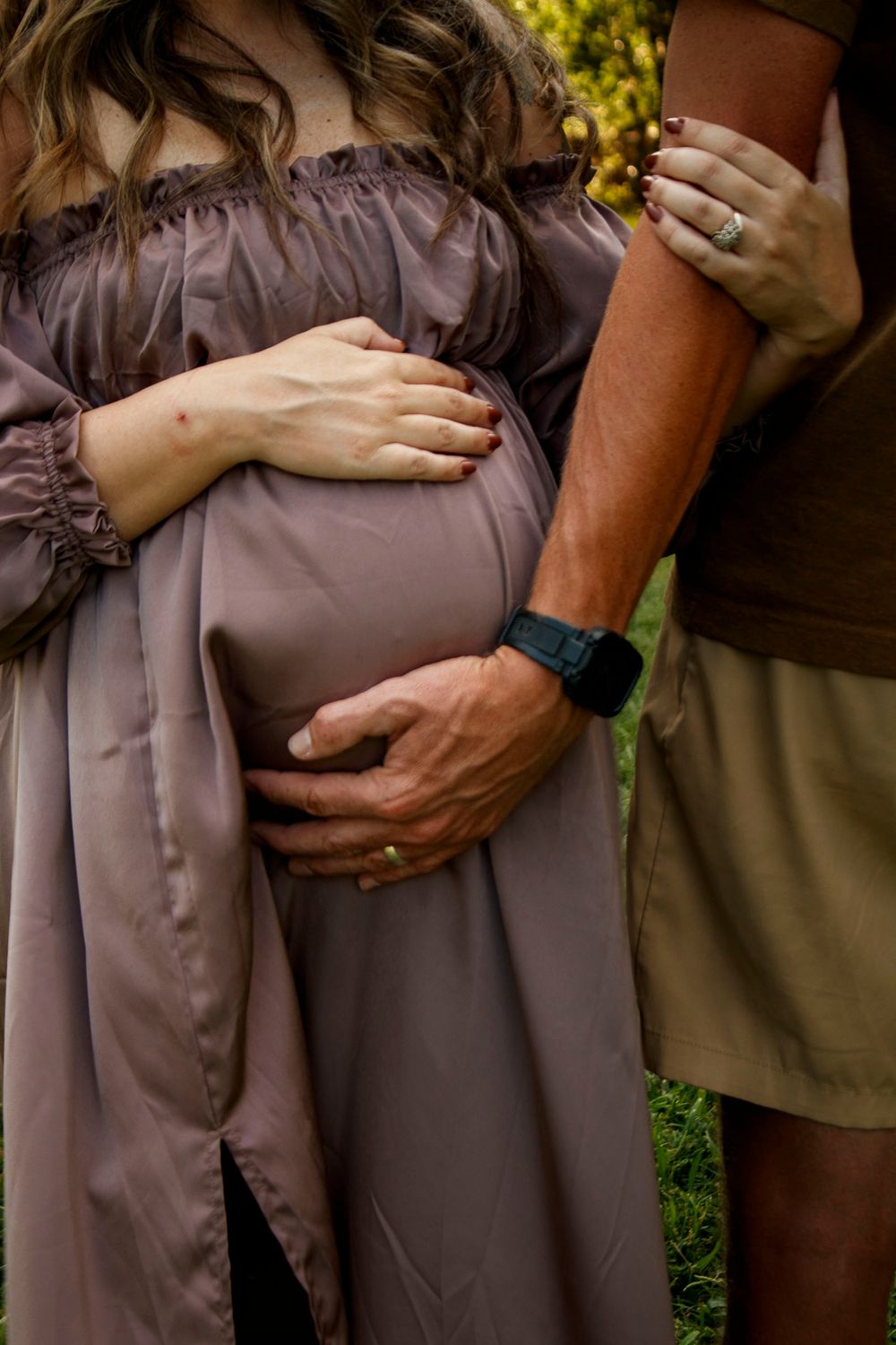A couple during a maternity photo session at The League House in Amarillo, Texas