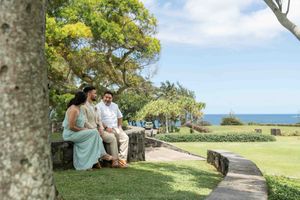 Maui wedding photographer photo against beautiful Maui Pineapple Chapel by ohwowfotos.