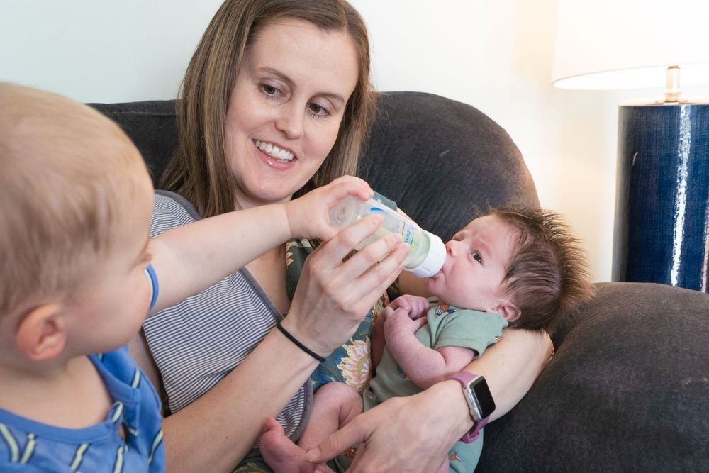A candid family moment showing affection and bonding between loved ones at home.