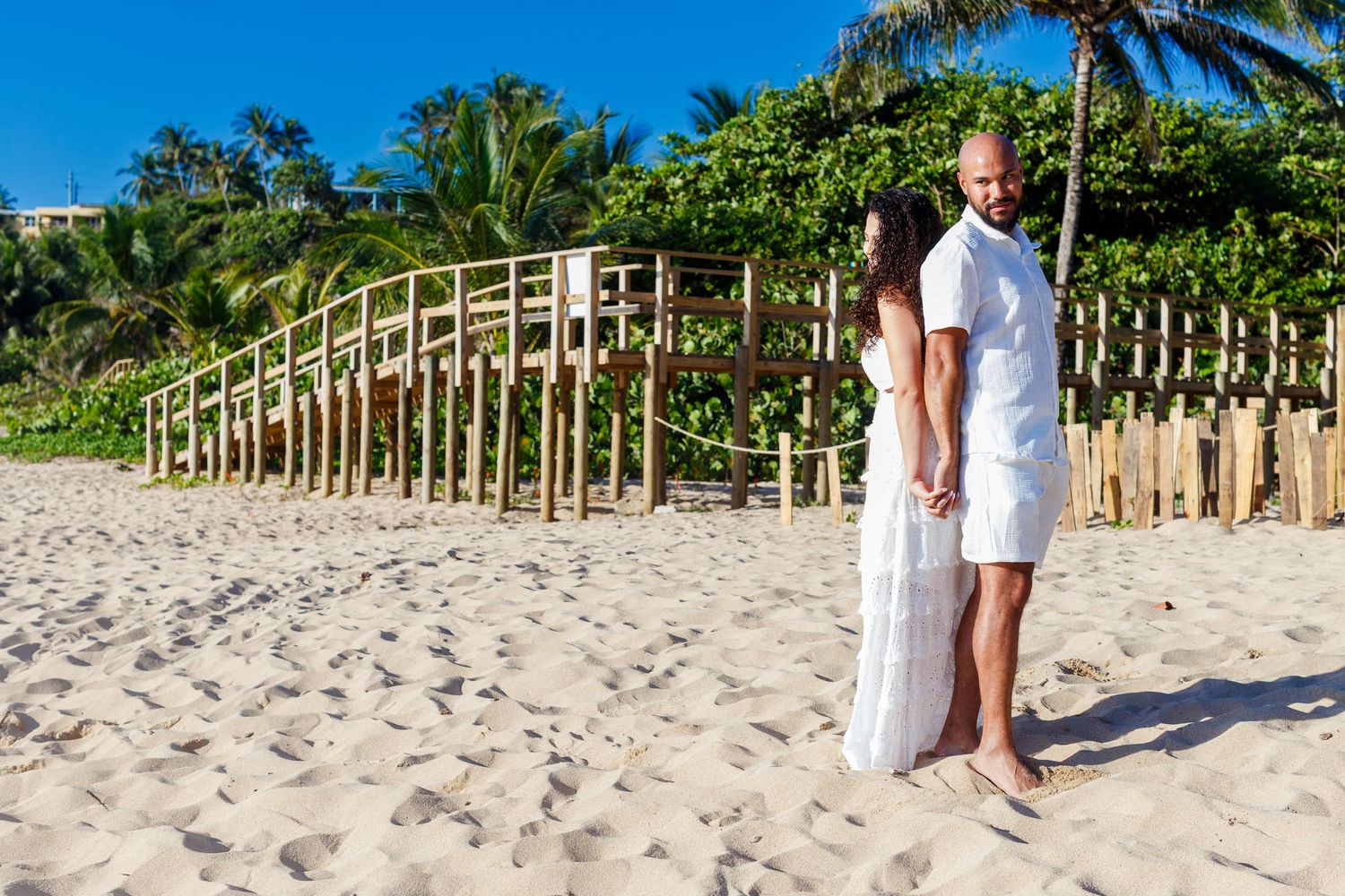 Couples portrait on the beach. Marriage proposal. Playa Mar Chiquita, Puerto Rico.