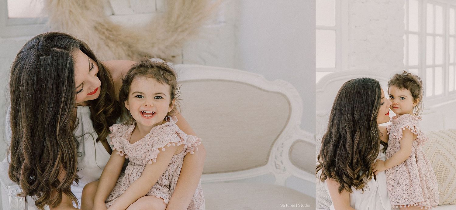 Parent and child sharing joyful moments together in a bright home interior decor collage.