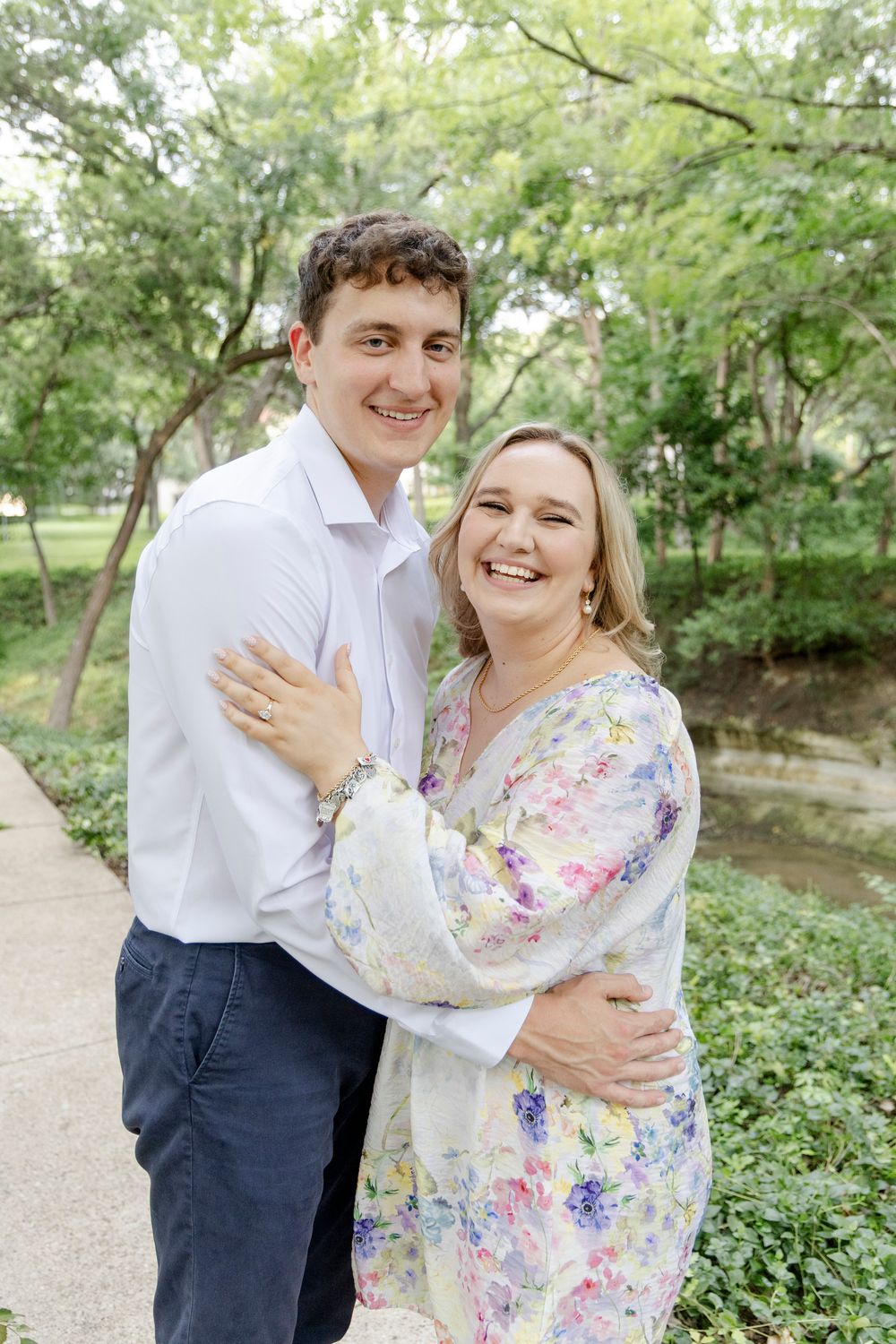 Romantic Austin engagement session with couple at sunset