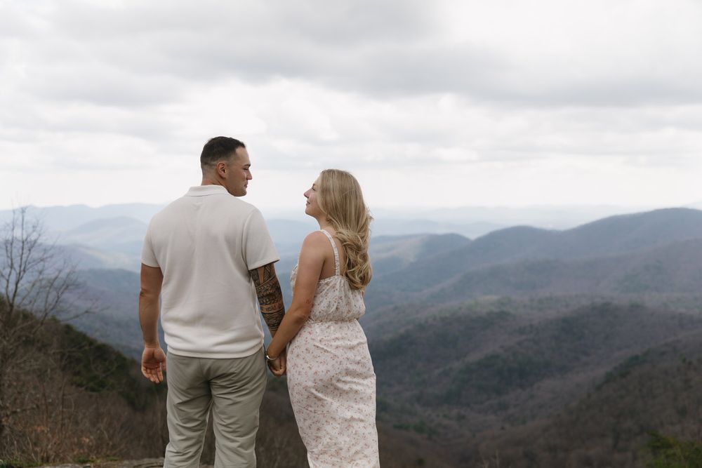 Moody cloudy skies during intimate elopement ceremony in Dahlonega Georgia