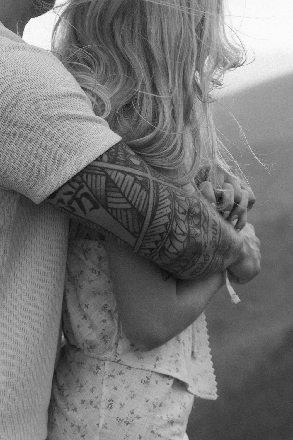 Up close photo of bride and groom embracing each other during their dahlonega elopement