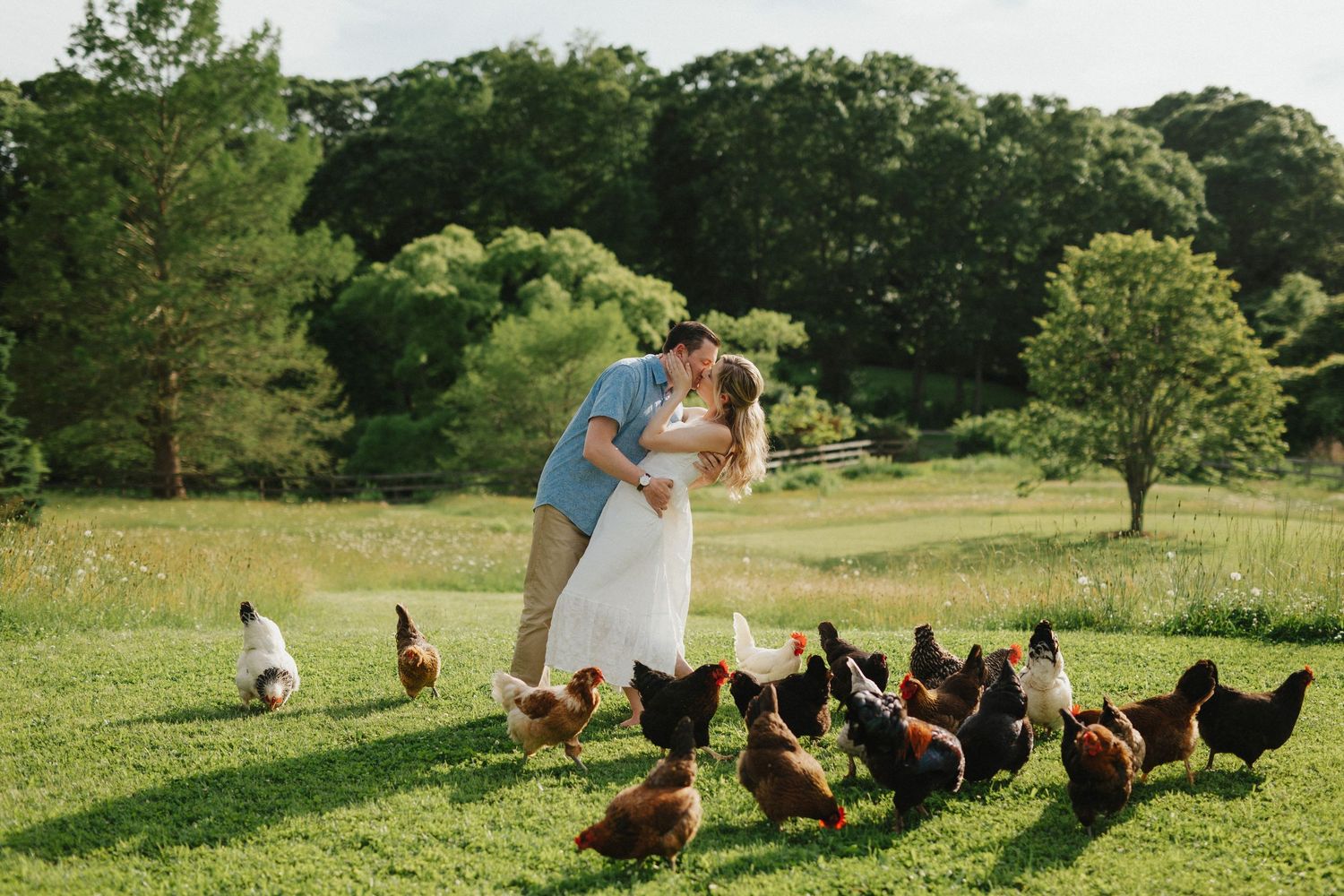 Garden engagement photo location on Long Island at Lily Pad Acres