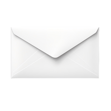 Row of white envelopes arranged in ascending order.