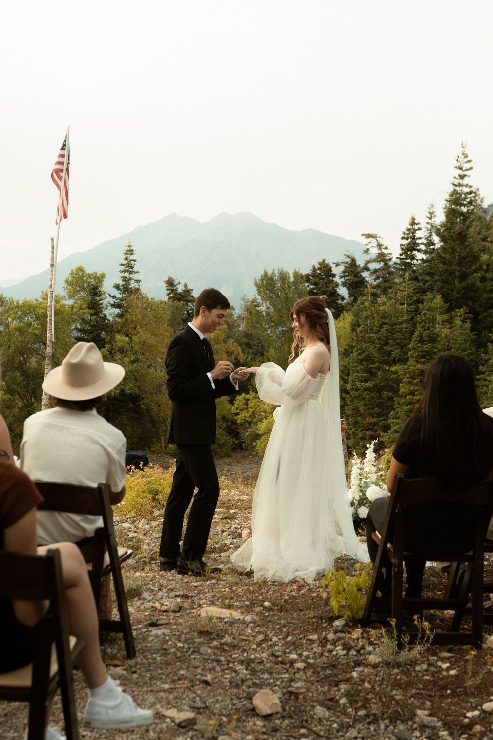 Utah Micro Wedding ceremony With Big mountain backdrop