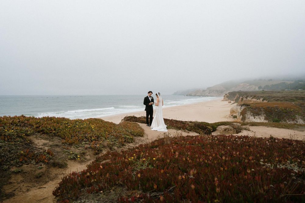 Series of coastal landscape shots showing cliffs and ocean during a cloudy day.