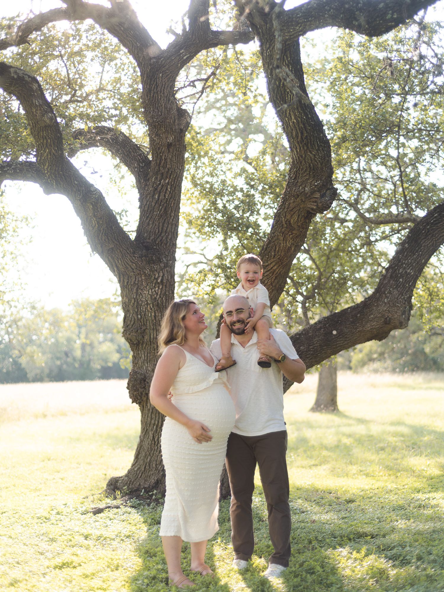 Family walking together during session at Pace Park in Salado Texas