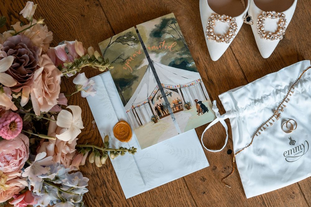SUFFOLK CHURCH WEDDING - DOCUMENTARY WEDDING PHOTOGRAPHY  - WEDDING FLAT LAY EMMY SHOES
