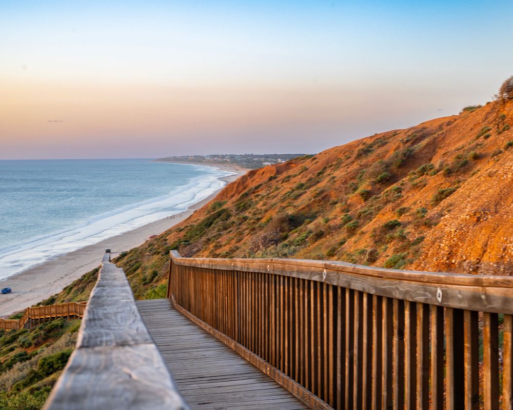 Scenic beach view with path