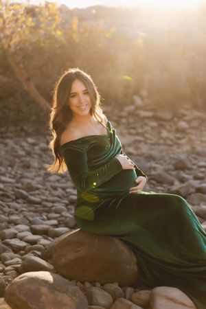 Expecting mother in a sunset maternity shoot by Urso Photography in Chattanooga.
