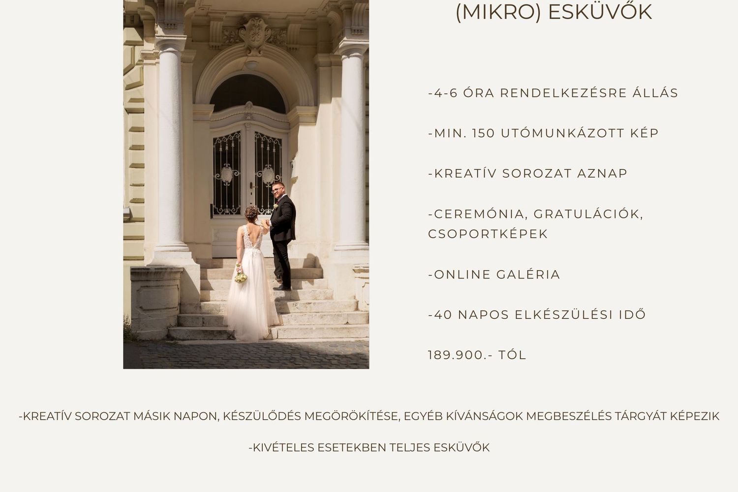 árajánlat, mikro esküvők, esküvői ajánlat