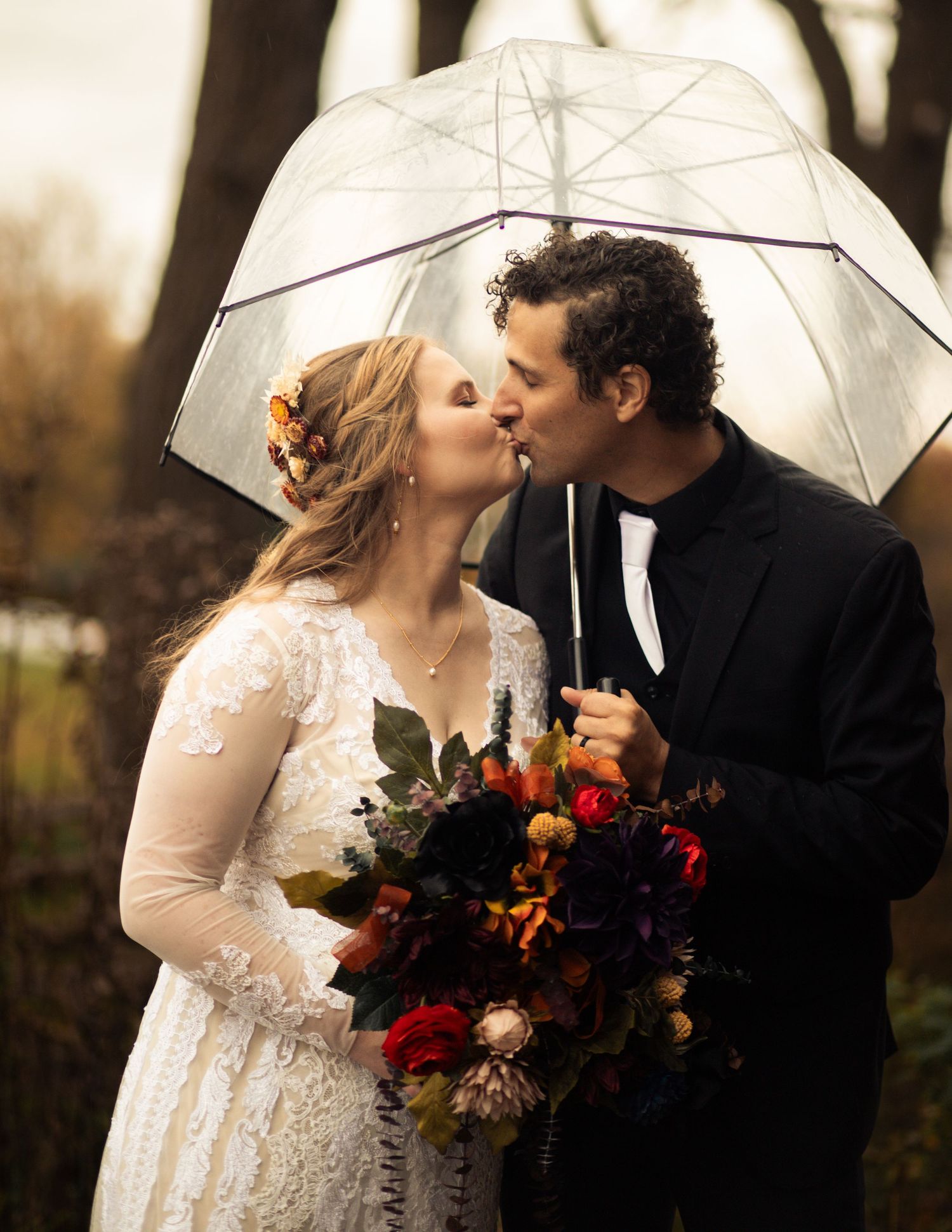 Couples Wedding portrait. Fall wedding in Ann Arbor Michigan