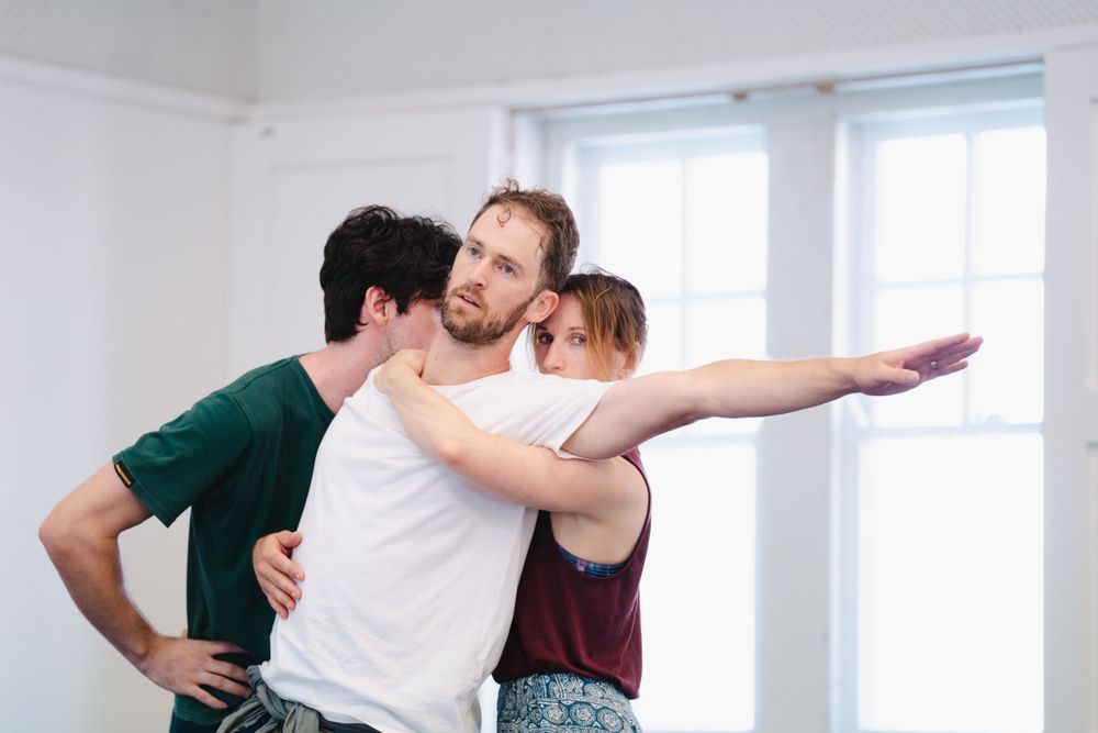Australian Dance Party emerging artist lab 2025. Artists Sara Black, Omer Backley Astrachan and Gabriel Sinclair.