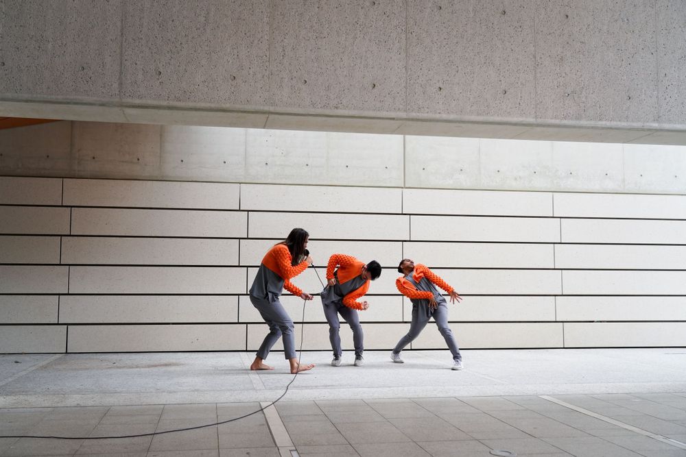 Company artists Creswick, Ryan Stone and Yolanda Lowatta performing in Australian Dance Party's Culture Cruise.