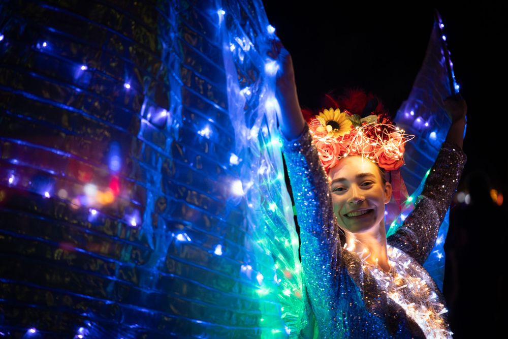 The Stellar Company performing at Enlighten 2025 in Light Love. Dancer: Sara Long.