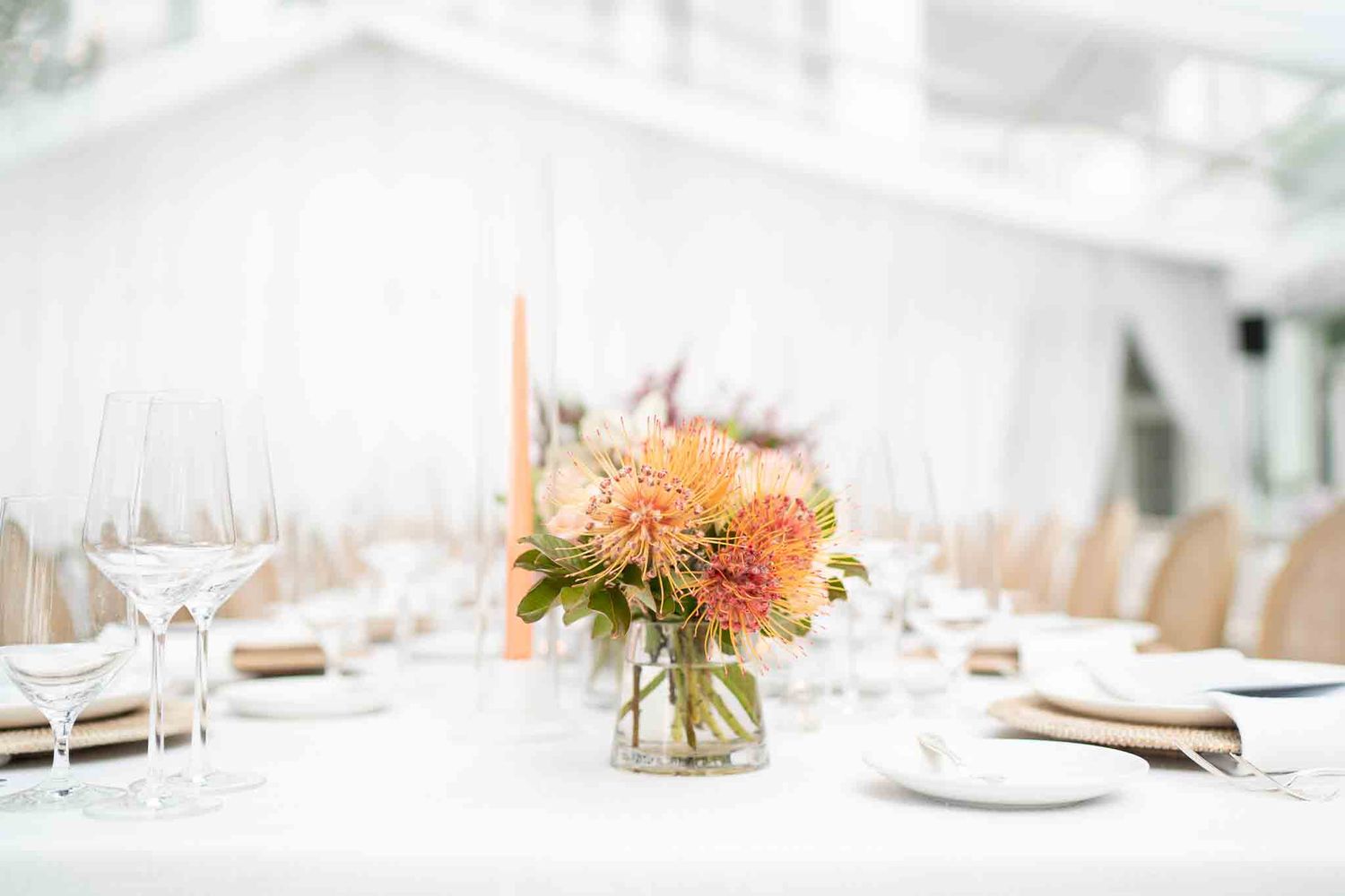 Beautiful flower arrangement and table setting