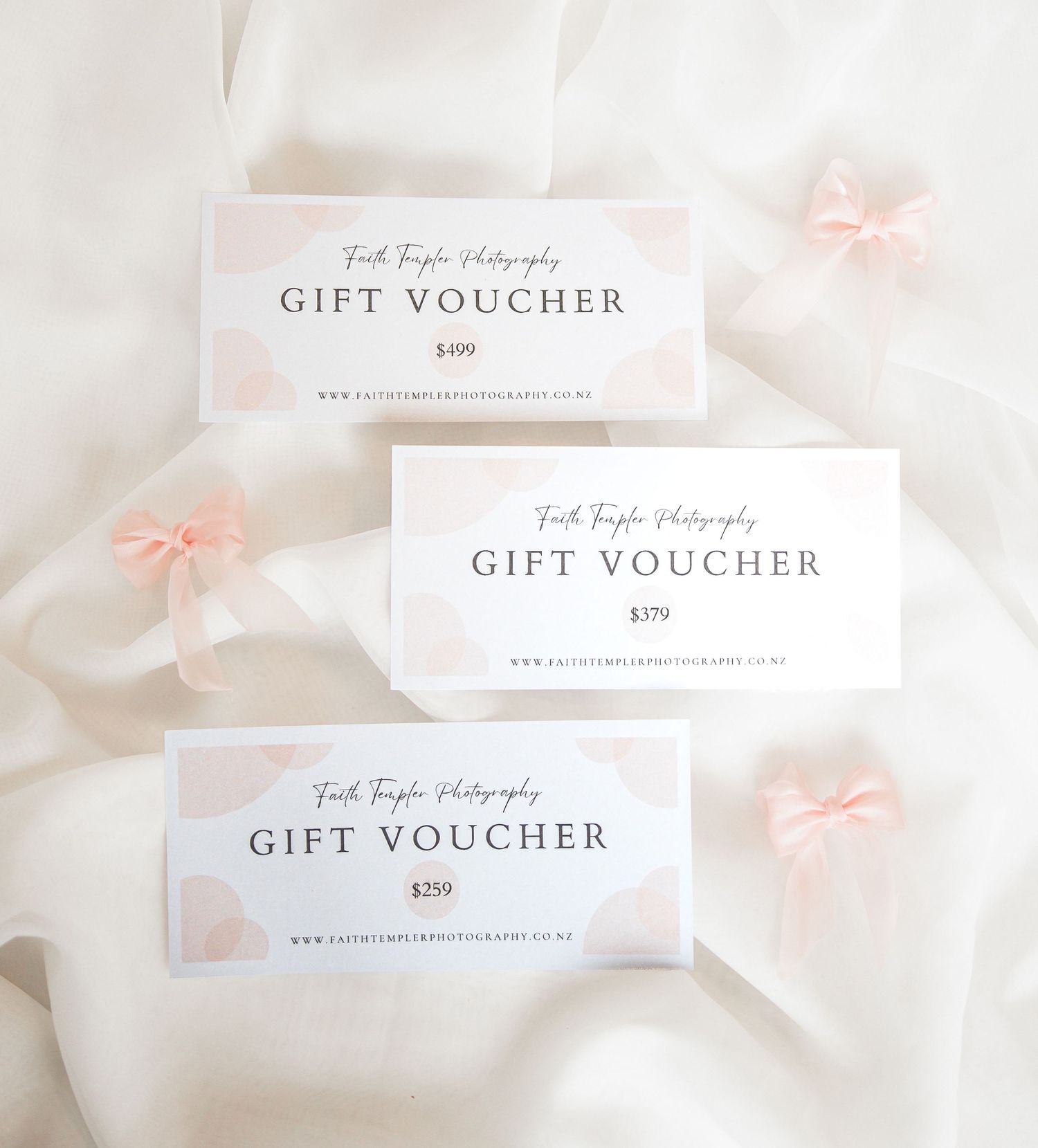 Photos of gift vouchers from Faith Templer Photographer