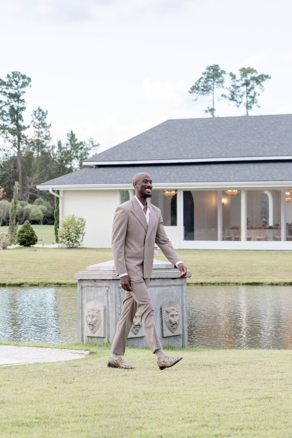Groom entering the ceremony in Dripping Springs Texas.
