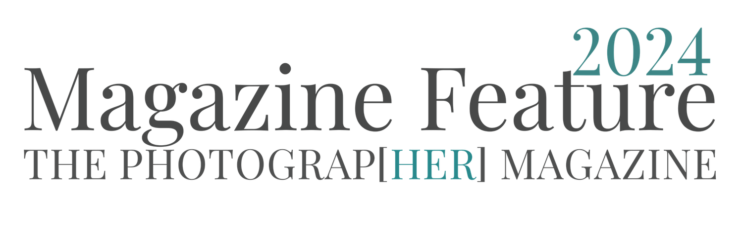 Magazine feature text logo for photographers with teal accents.