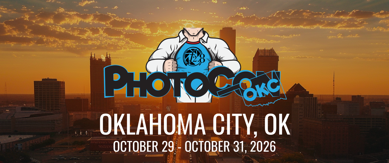 PhotoConKC - logo over Kansas City skyline. A large photo conference by Bedford Camera and Video