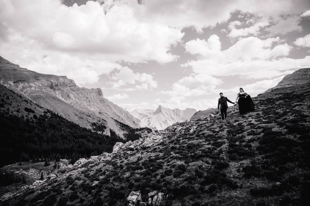 Wedding Photography - Couples Intimates on North Bowl of Mount  Charles Stewart in Canmore, Alberta.