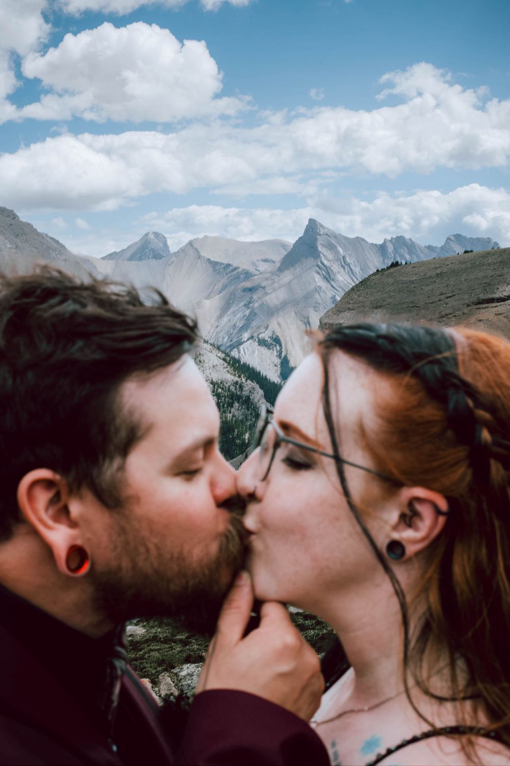Wedding Photography - Couples Intimates on North Bowl of Mount  Charles Stewart in Canmore, Alberta.