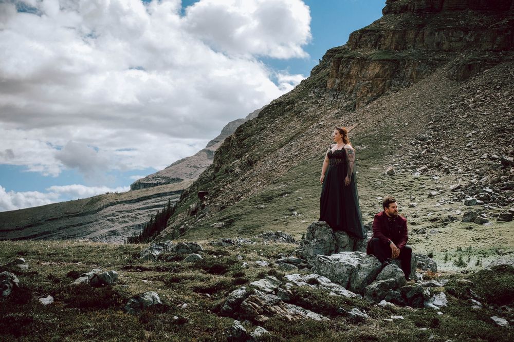 Wedding Photography - Couples Intimates on North Bowl of Mount  Charles Stewart in Canmore, Alberta.