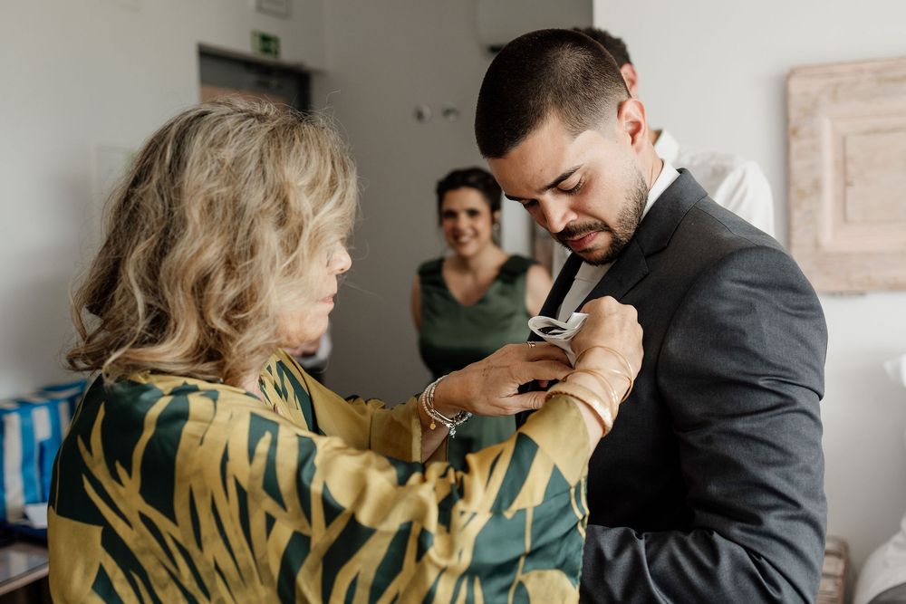 A sequence of candid moments in an office setting showing colleagues collaborating and interacting.