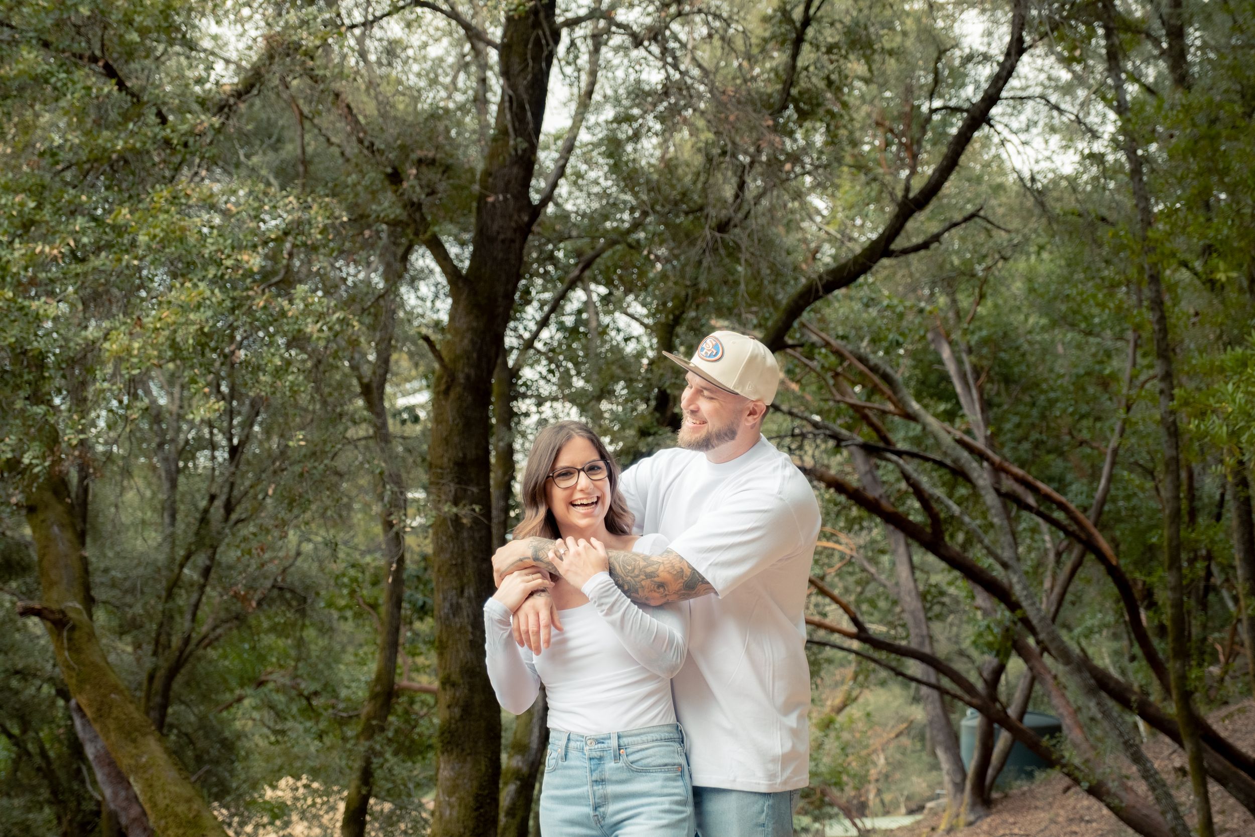engaged couple candid moment.