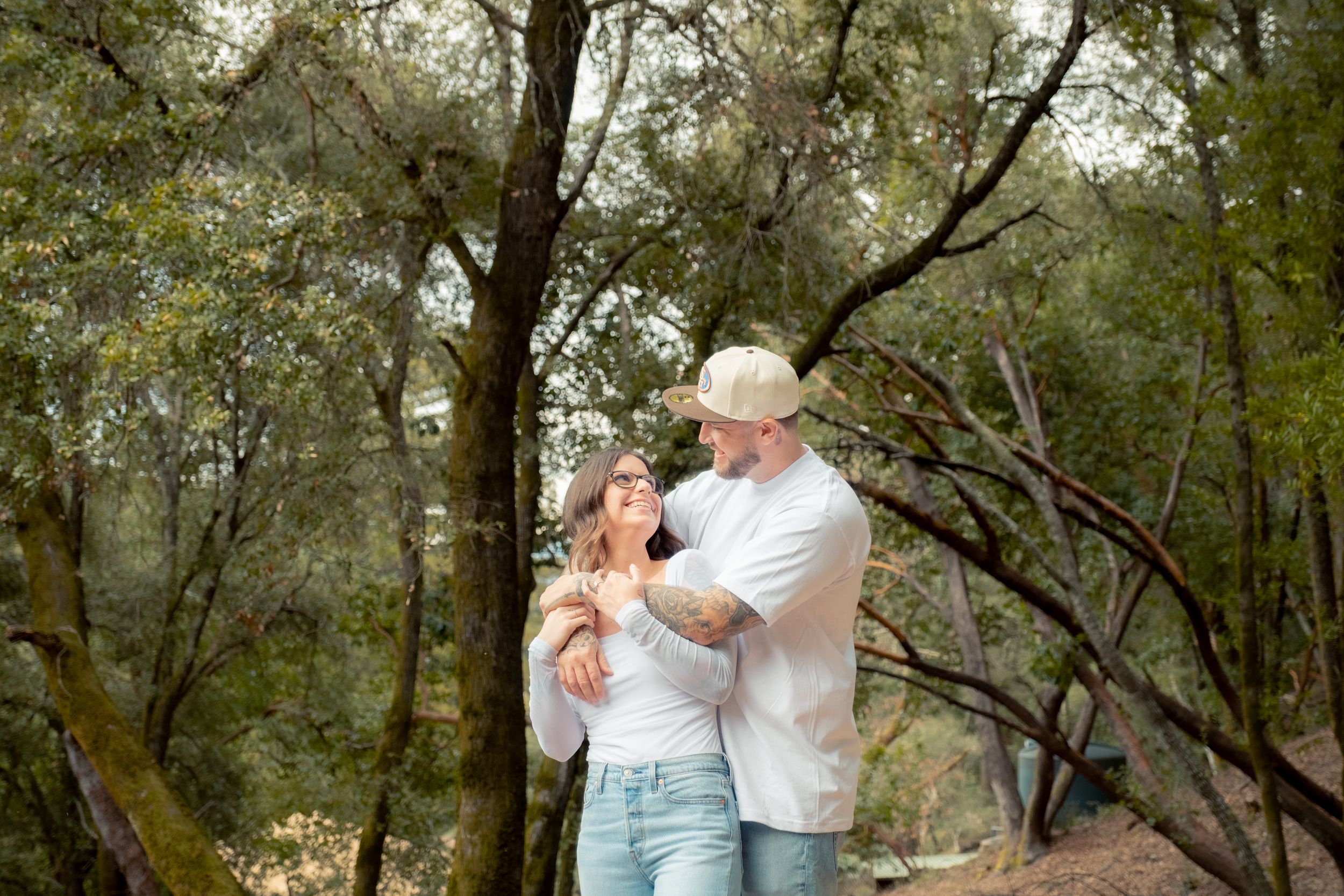 engaged couple candid moment.