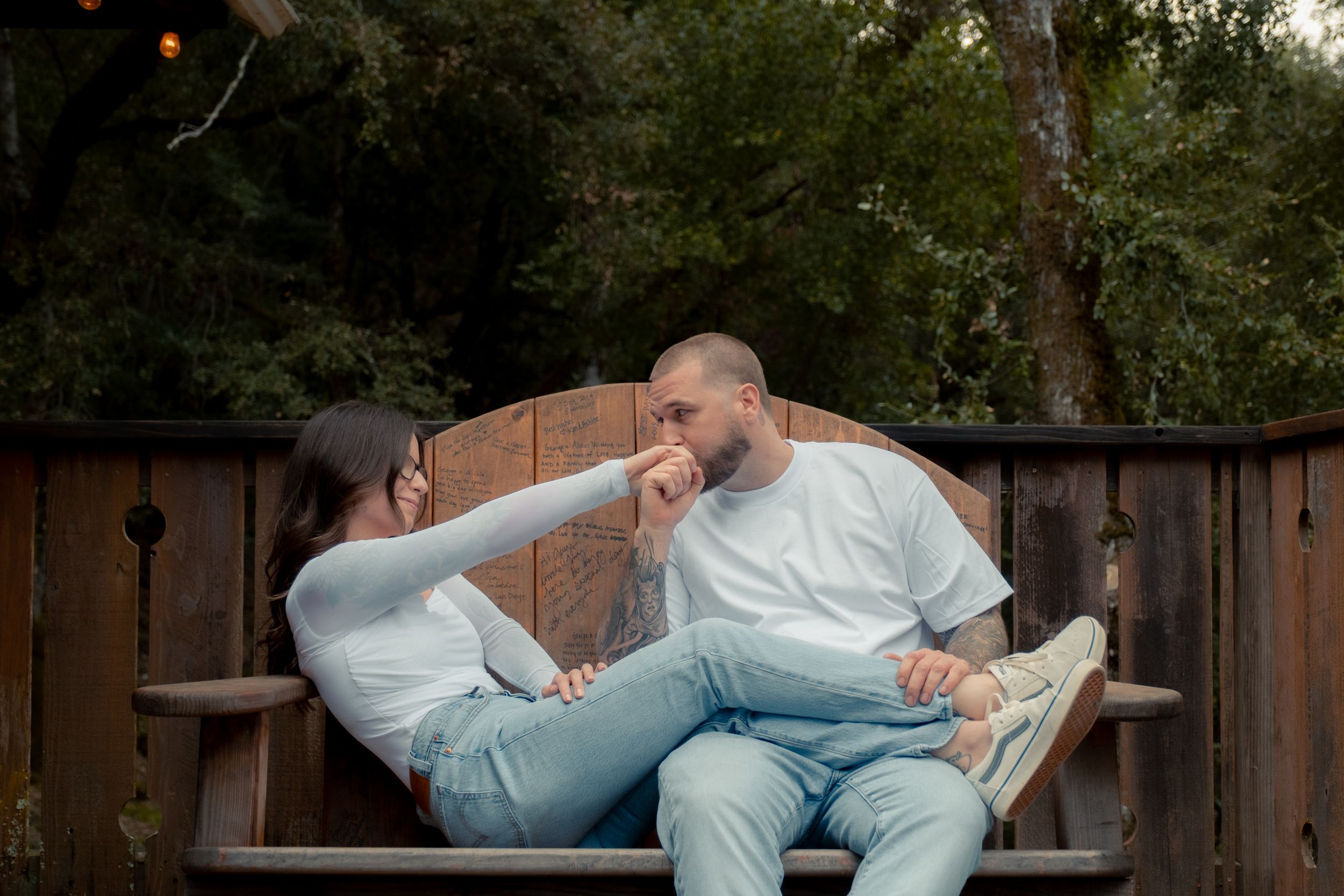 engaged couple candid moment.
