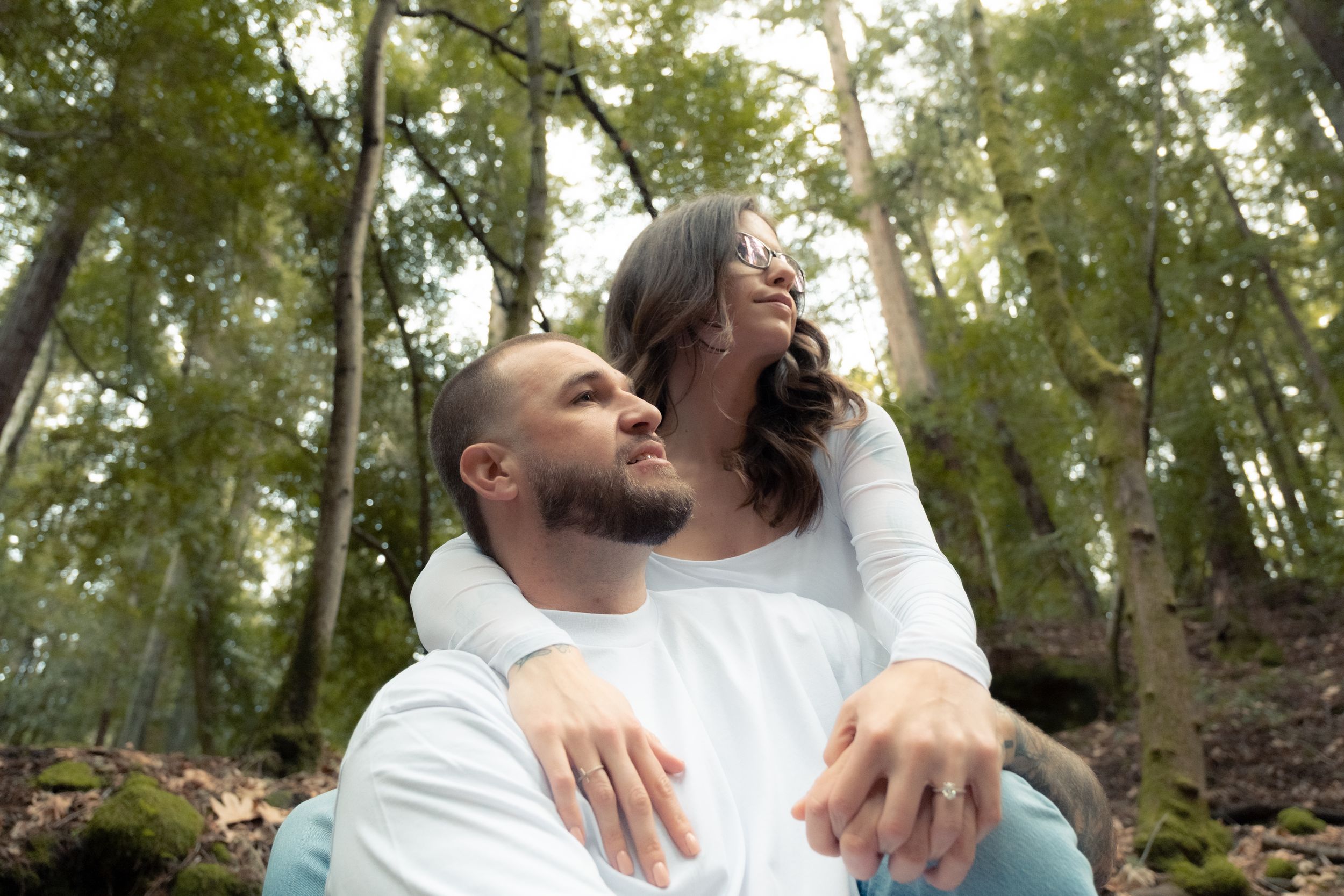 engaged couple candid moment.