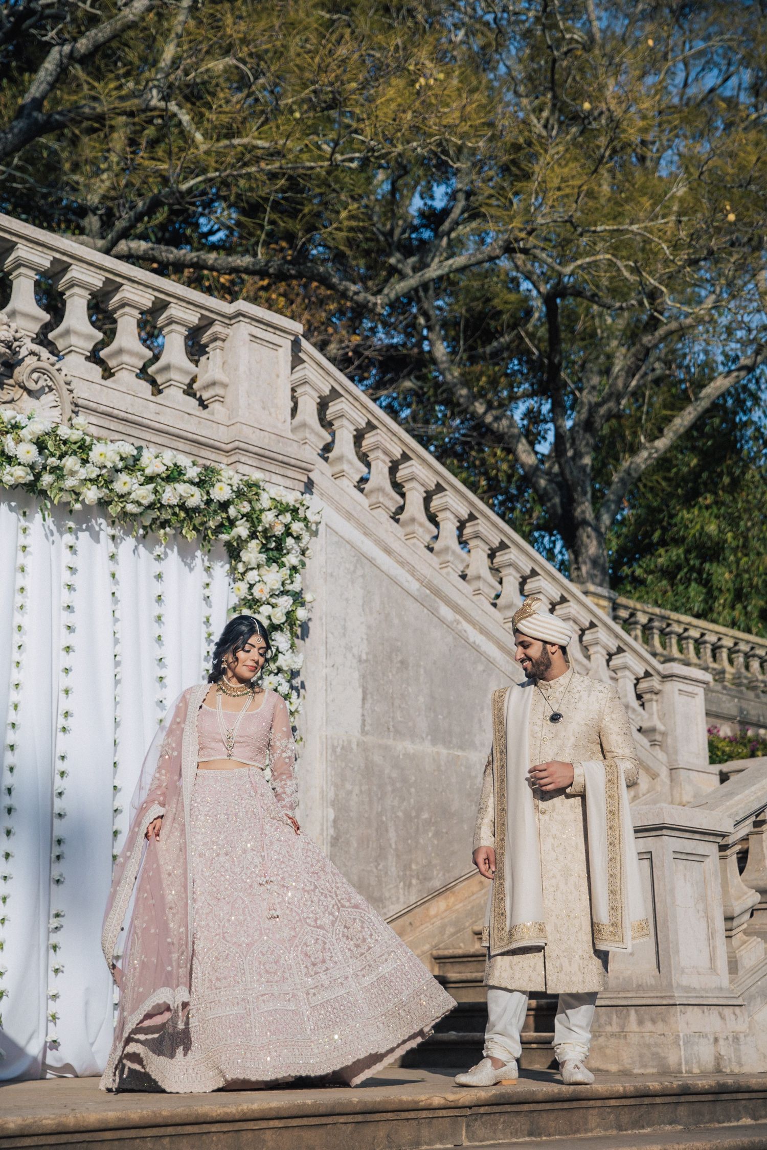 Emotional Indian Muslim wedding at Vandelli Garden in Lisbon, captured by Portugal wedding photographer Regina Wedding Photographer.