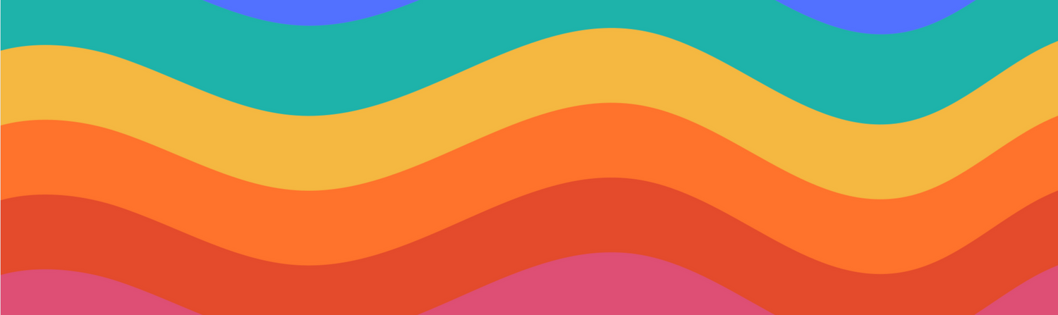 Colorful wavy stripes in rainbow colors create an abstract pattern background with curved lines.