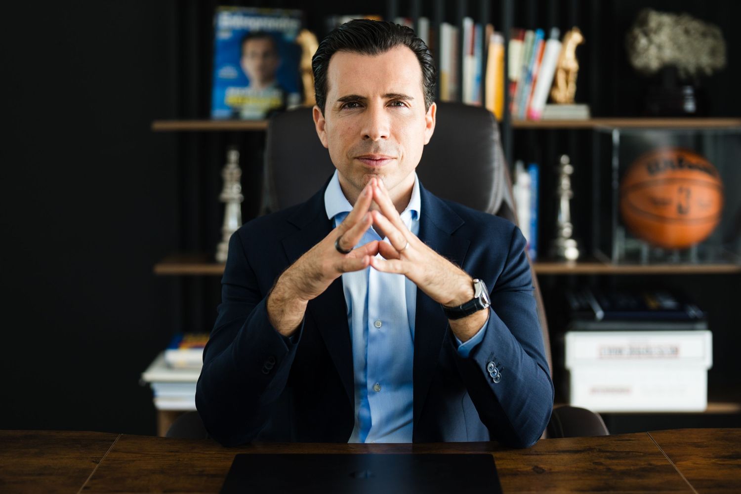 Executive personal branding portrait of entrepreneur in office setting