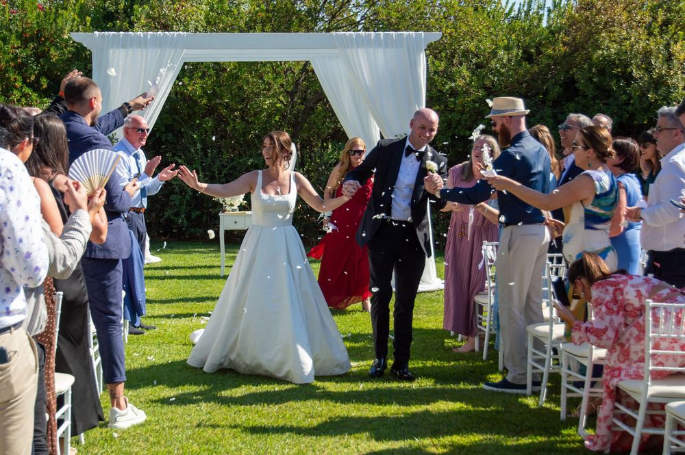 Bride and Groom posing in Albufeira, Portugal