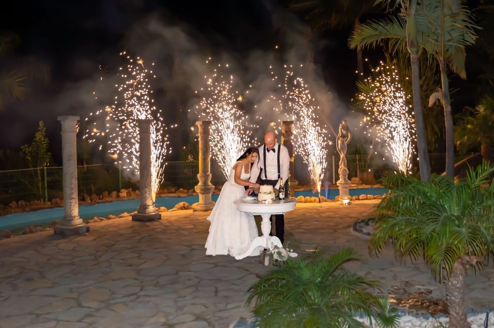 Bride and Groom posing in Albufeira, Portugal