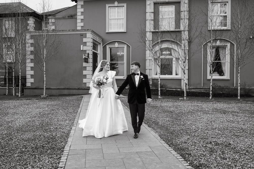 Bride and Groom posing at Newbay House, County Wexford.