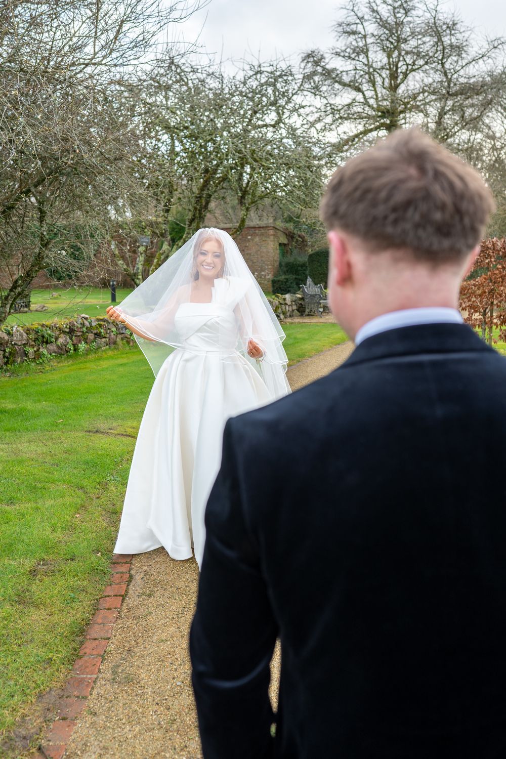 Bride and Groom posing at Newbay House, County Wexford.