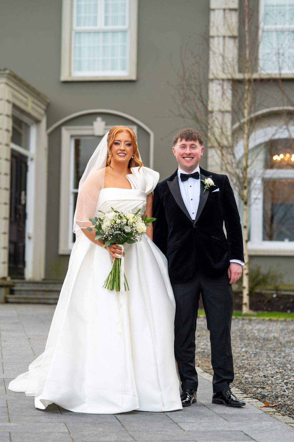 Bride and Groom posing at Newbay House, County Wexford.
