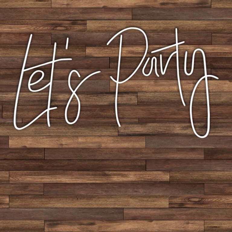 Set the mood with a 'Let's Party' neon sign prop for your photo booth, bringing a vibrant and fun atmosphere to your celebration!