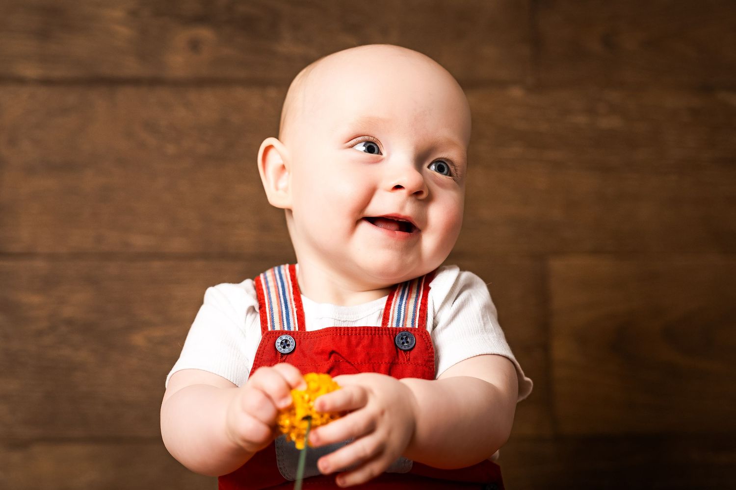baby boy on wooden background
