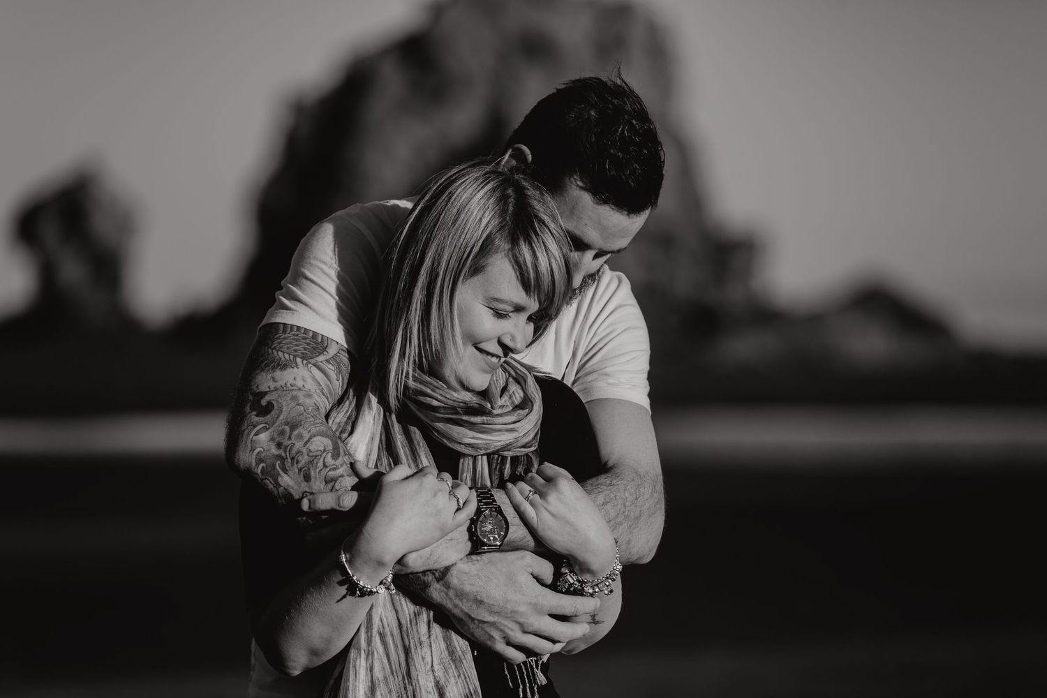 Close embrace portrait engagement shoot Auckland