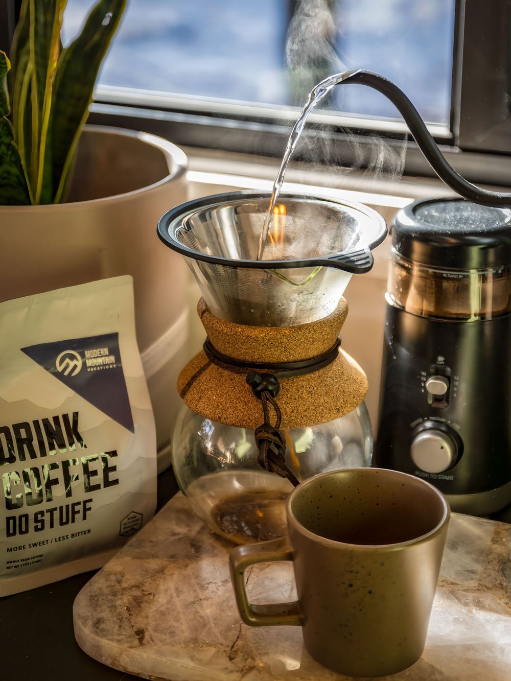 Detailed shot of a coffee pour over by Denver Hospitality, Travel & Tourism photographer Captain Colorado Photography.