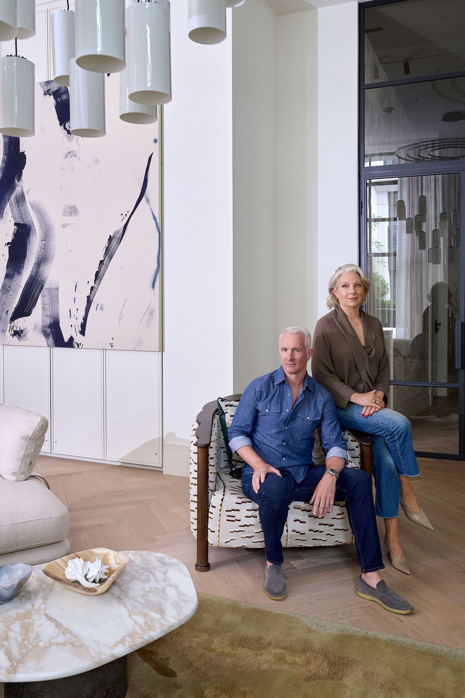 Natural, authentic corporate portraits of Phil Waterson & Claudia Riga De Spinoza from Mhòr Studios at The Whitely, Queensway London.