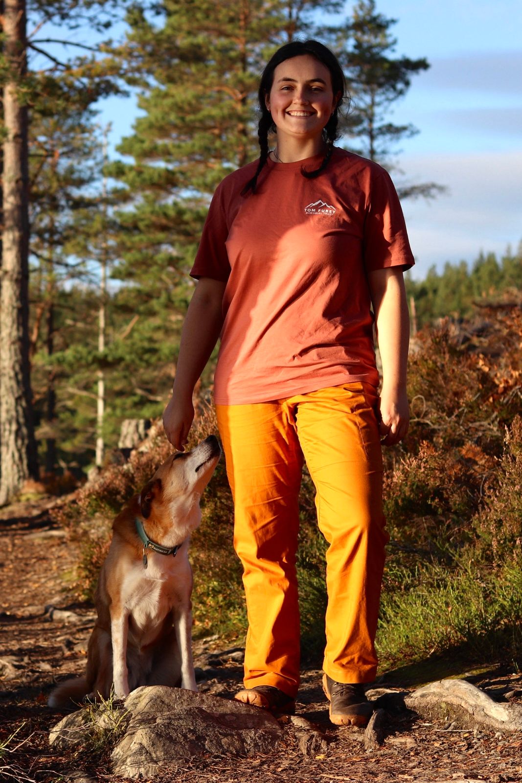 Becky stood with Welsh Sheepdog (Ellie) taken by Woodland Workbench