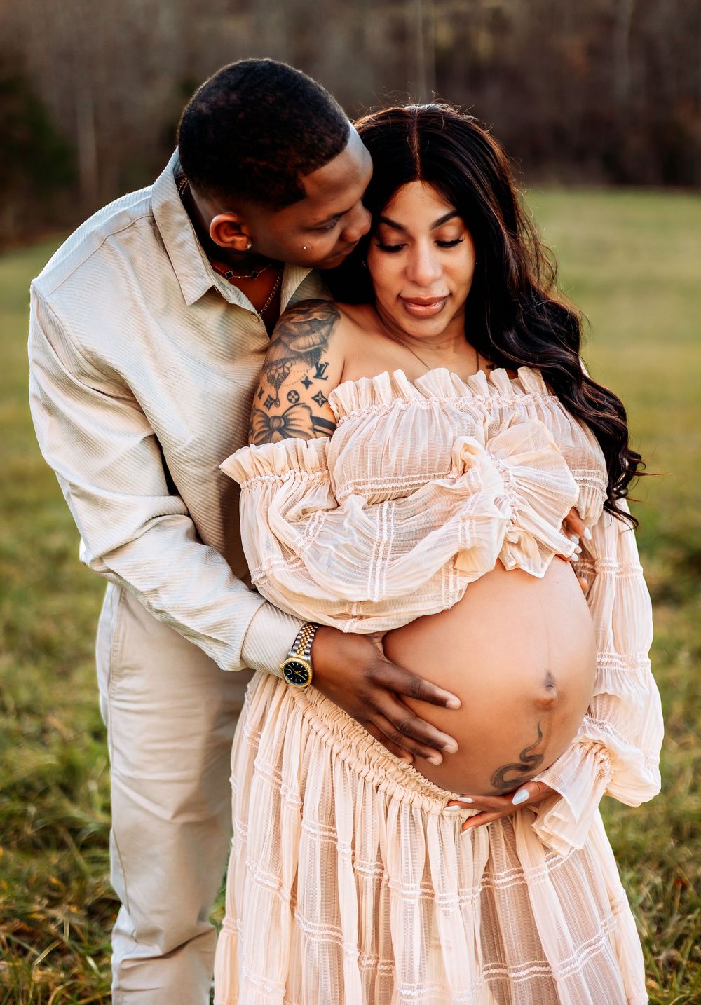 maternity photos in greensboro, outdoor sunset photos